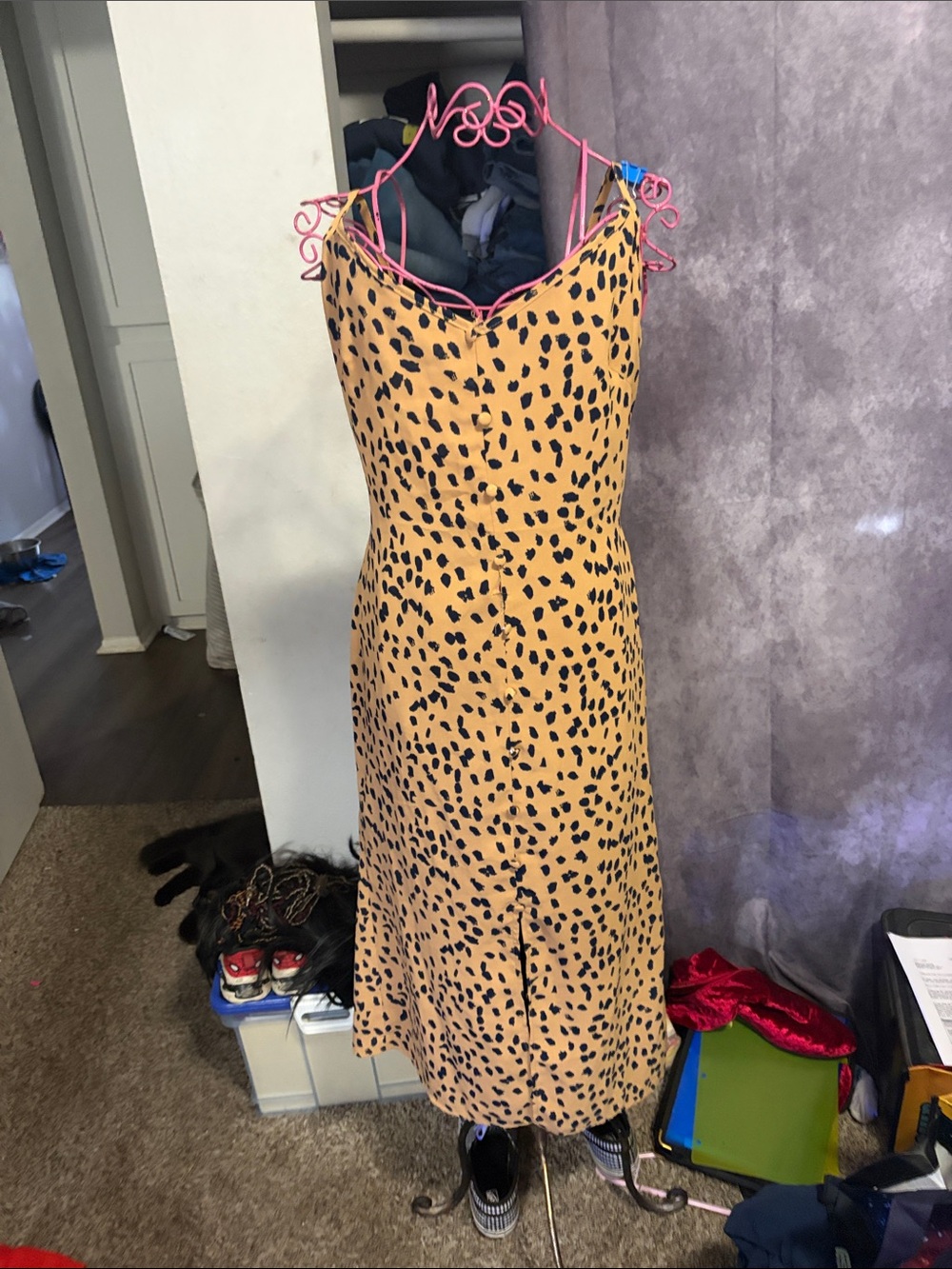 Leopard-Print Slip Midi Dress